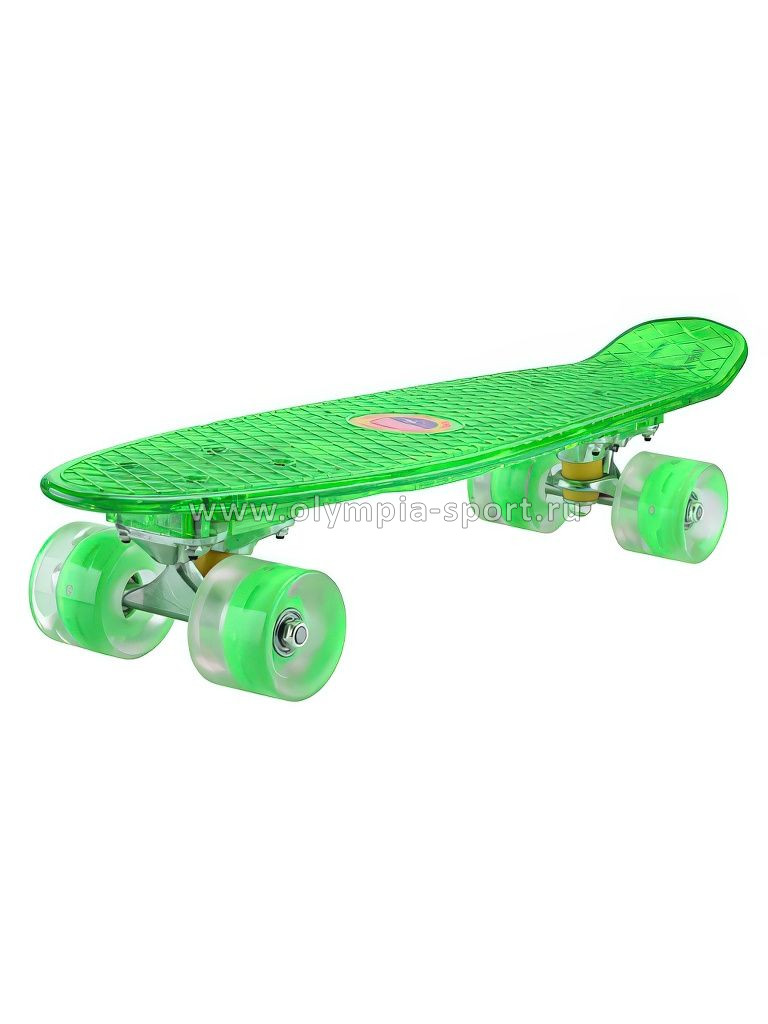 Скейтборд, мини-круизер Larsen Lights зеленый с подсветкой